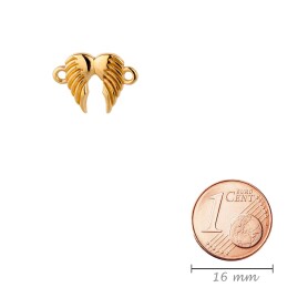 Zamac pendant/connector Angels Wings gold 12mm 24K gold plated