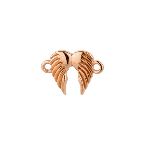 Zamac pendant/connector Angels Wings rose gold 12mm 24K rose gold plated