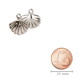 Colgante de Zamak Concha de plata antigua 15x13mm...