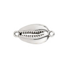 Colgante/Conector Concha Cauri zamak plata antigua 12x19mm plateado 999°