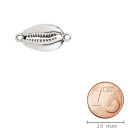 Colgante/Conector Concha Cauri zamak plata antigua 12x19mm plateado 999°