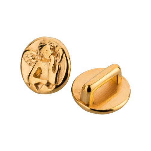 Zamak sliding bead Round Angel gold ID 5x2mm 24K gold plated