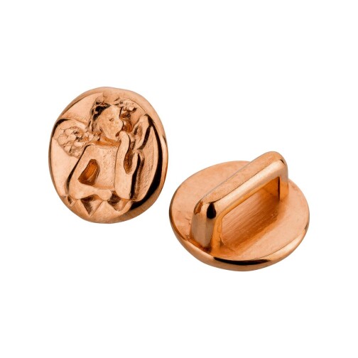 Zamak Schiebeperle Rund Engel rose gold ID 5x2mm 24K rose vergoldet