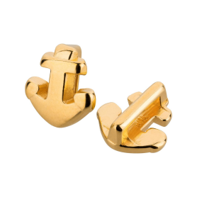 Zamak sliding bead Anchor gold ID 6x2mm 24K gold plated