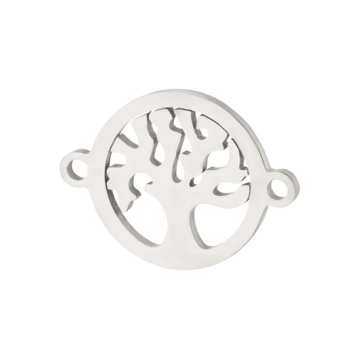 Edelstahl-Verbinder Tree of Life 16x21mm Silber