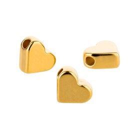 Metal bead heart gold 6.5mm (Ø1mm) 24K gold plated
