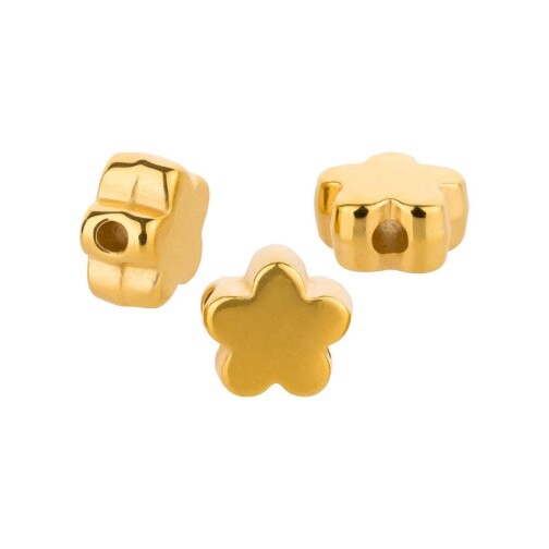 Metallperle Blume gold 6mm (Ø1,2mm) 24K vergoldet