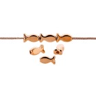Cuenta de metal Pescado de oro rosa 9x5,2mm (Ø1,6mm) chapado en oro rosa 24K