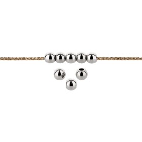 Perle de métal Ronde argent antique 4mm (Ø1,3mm) plaqué argent 999°