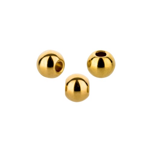 Perlina di metallo Rotonda in oro 4mm (Ø1,3mm) placcato oro 24K