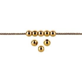 Perlina di metallo Rotonda in oro 4mm (Ø1,3mm) placcato oro 24K