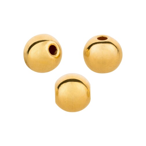 Metal bead Round gold 6mm (Ø1.5mm) 24K gold plated