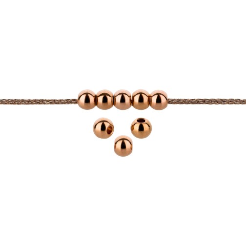 Metal bead Round rose gold 4mm (Ø1.3mm) 24K rose gold plated