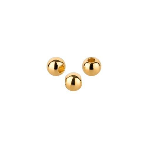 Perle de métal Ronde or 4mm (Ø1,5mm) plaqué or 24K