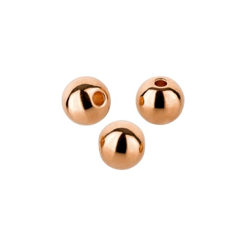 Perle de métal Ronde or rose 6mm (Ø1,5mm) plaqué or rose 24K