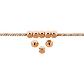 Metal bead Cube rose gold 4x4mm (Ø2.5mm) 34K rose gold plated
