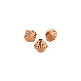 Metal bead stripped conic rose gold 4mm (Ø1mm) 24K rose gold plated