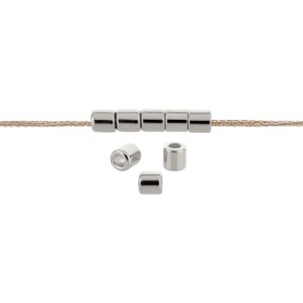 Perlina di metallo Tubo in argento antico 4x4mm (Ø2,2mm) placcato argento 999°