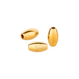 Metal bead Oval gold 4x7mm (Ø1.3mm) 24K gold plated