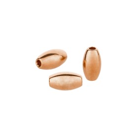 Metal bead Oval rose gold 4x7mm (Ø1.3mm) 24K rose gold plated