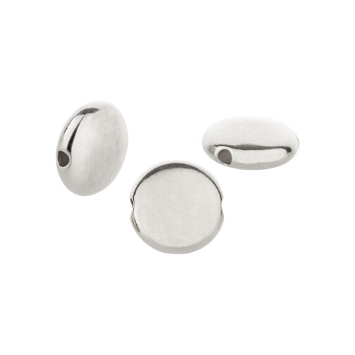 4 Metallperlen VERSILBERT OVALE flach 15mm gebürstet Perlen nenad-design AN741 