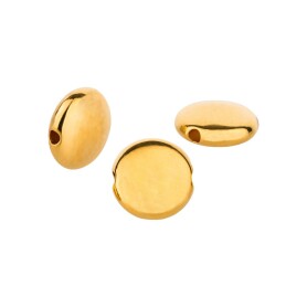 Cuenta de metal plana Redondo de oro 7,6mm (Ø1,1mm) chapado en oro 24K
