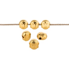Metal bead Buddha head gold 7x5.2mm (Ø1.2mm) 24K...