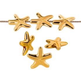 Metal bead Starfish gold 14mm (Ø1.8mm) 24K gold...