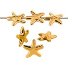 Cuenta de metal Estrella de mar de oro 14mm (Ø1,8mm) chapado en oro 24K