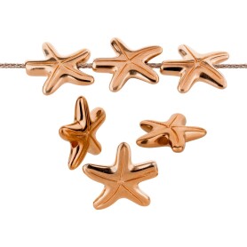 Metal bead Starfish rose gold 14mm (Ø1.8mm) 24K...
