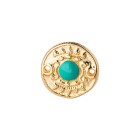 Connector Round gold 17mm 24K gold plated with enamel in Turquoise