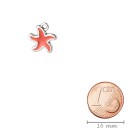 Pendentif Étoile de mer argent antique 12mm 999° plaqué argent avec émail en Rouge corail