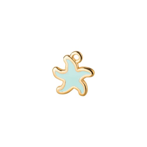 Pendentif Étoile de mer or 12mm plaqué or 24K avec émail en Turquoise clair