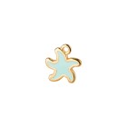 Pendant Starfish gold 12mm 24K gold plated with enamel in Pale turquoise