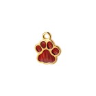 Pendant Paw Print gold 12mm 24K gold plated with enamel in Red