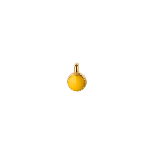 Mini-Pendente Rotonda oro 5mm placcato oro 24K con smalto in Giallo