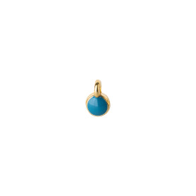 Mini-pendant Round gold 5mm 24K gold plated with enamel in Blue