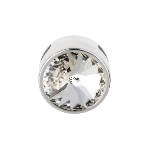 Slider argent antique 14mm (ID 10x2mm) avec Rivoli en Crystal 12mm 999° argenté style antique