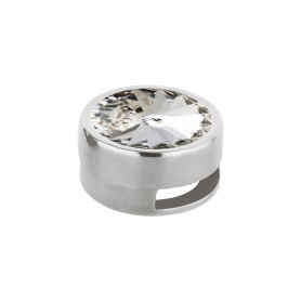 Slider argent antique 14mm (ID 10x2mm) avec Rivoli en Crystal 12mm 999° argenté style antique