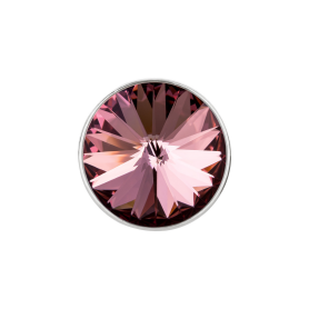 Cuenta redonda deslizable con Rivoli en Crystal Antique Pink 12mm (ID 10x2mm) de plata antigua
