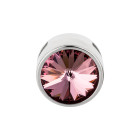 Slider argento antico 14mm (ID 10x2mm) con Rivoli in Crystal Antique Pink 12mm 999° argentato stile antico