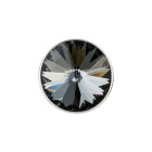 Slider argento antico 14mm (ID 10x2mm) con Rivoli in Crystal Silver Night 12mm 999° argentato stile antico