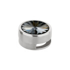 Slider argento antico 14mm (ID 10x2mm) con Rivoli in Crystal Silver Night 12mm 999° argentato stile antico