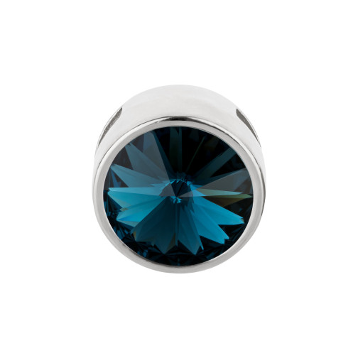 Slider plata antigua 14mm (ID 10x2mm) con Rivoli en Montana 12mm 999° plateado estilo antiguo