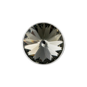 Slider argento antico 14mm (ID 10x2mm) con Rivoli in Black Diamond 12mm 999° argentato stile antico