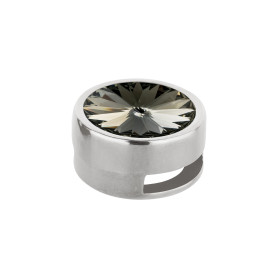 Slider argento antico 14mm (ID 10x2mm) con Rivoli in Black Diamond 12mm 999° argentato stile antico