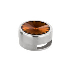 Slider argento antico 14mm (ID 10x2mm) con Rivoli in Smoked Topaz 12mm 999° argentato stile antico