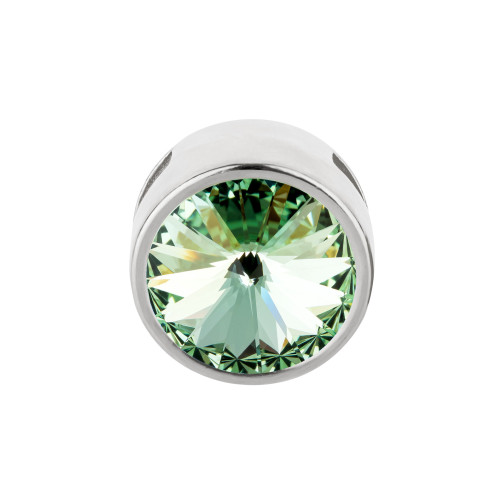 Slider plata antigua 14mm (ID 10x2mm) con Rivoli en Chrysolite 12mm 999° plateado estilo antiguo