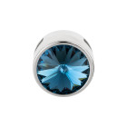Slider argento antico 14mm (ID 10x2mm) con Rivoli in Denim Blue 12mm 999° argentato stile antico
