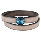 Slider argento antico 14mm (ID 10x2mm) con Rivoli in Denim Blue 12mm 999° argentato stile antico